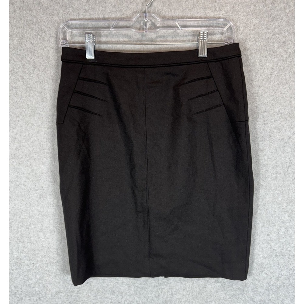 Per Se Skirt Womens 0 Black Wool Blend Knee Length Career Work Office Classic